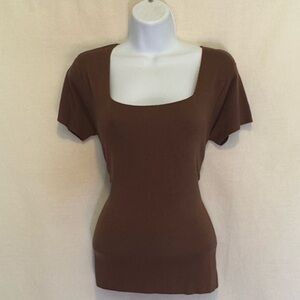 H-46  J.G. Hook Vintage‎ Brown Short Sleeve Pullover Sweater Size S